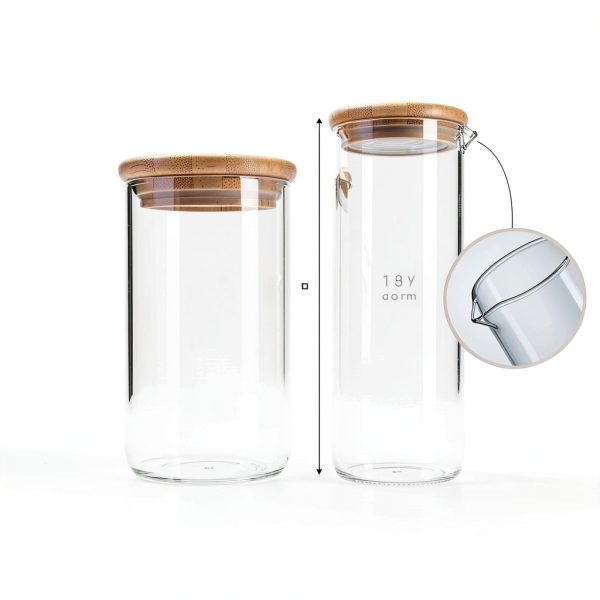 IVIZA Glass Laundry Detergent Dispenser Bamboo Lid-1