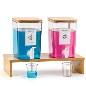 Liquid Laundry Detergent Dispenser Bamboo Lids RoleDes 96 oz 2 Pack-0