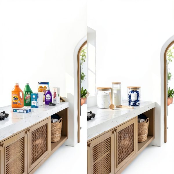IVIZA Glass Laundry Detergent Dispenser Bamboo Lid-4