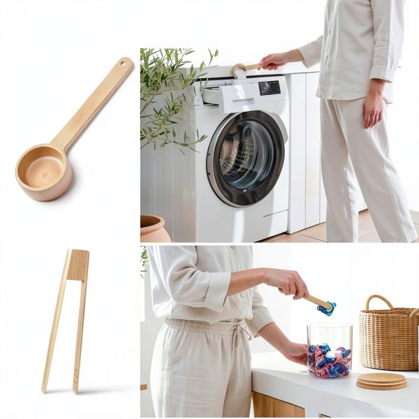 IVIZA Glass Laundry Detergent Dispenser Bamboo Lid-2