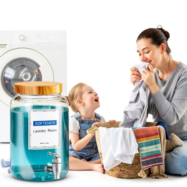 Laundry Detergent Dispenser,1 Gallon Glass Liquid Laundry Detergent Dispenser,for Bleach, Fabric Softener,Laundry Soap Dispenser,for Laundry Room Organization and Storage-2