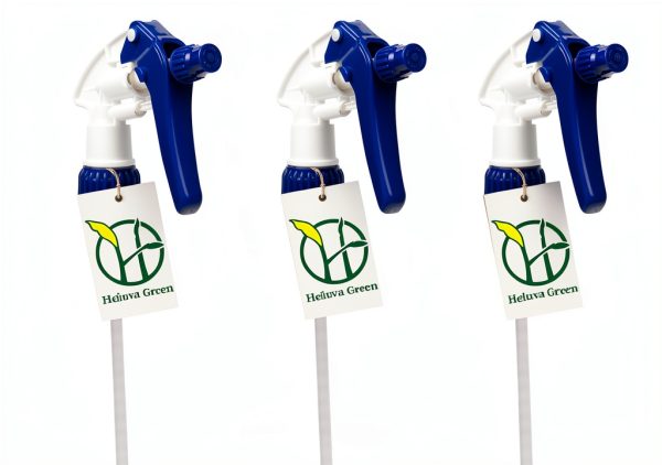 Heluva Green Spray Bottle Nozzle Replacement, Bottle Tops Only - Sprayer Nozzle Triggers for Heavy Duty, Commercial, Home Cleaning Solutions - Fits 8,16,24,32 oz Plastic & Glass Bottles, Blue 3 pack-0