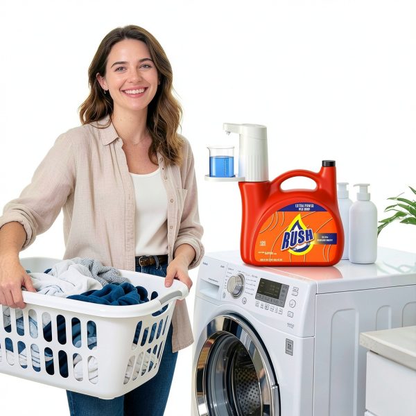Electric Laundry Detergent Dispenser, 2000mAh USB-C Rechargeable Laundry Soap Dispenser Pump, 15-75 ml One-Press Dose, No-Spill for Liquid Detergent Containers, Laundry Organization(White)-7